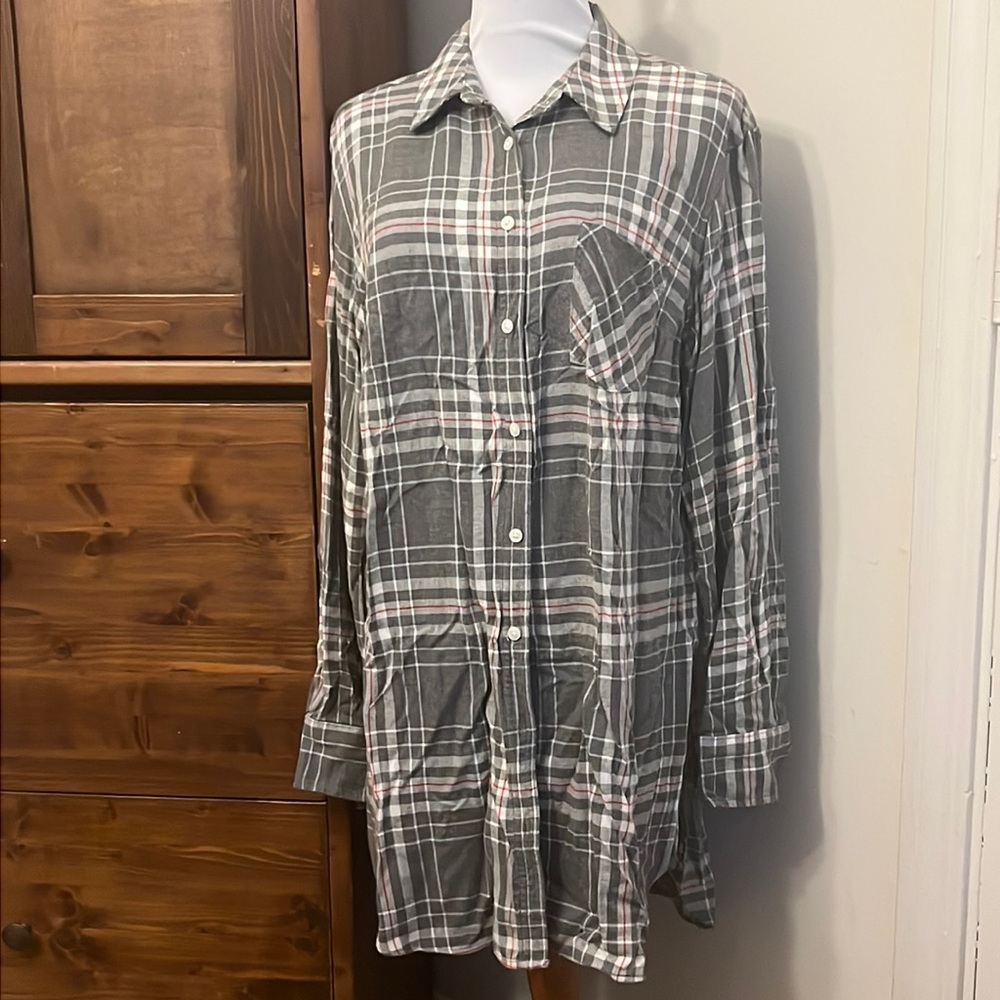 Ava & Viv Flannel Long Top